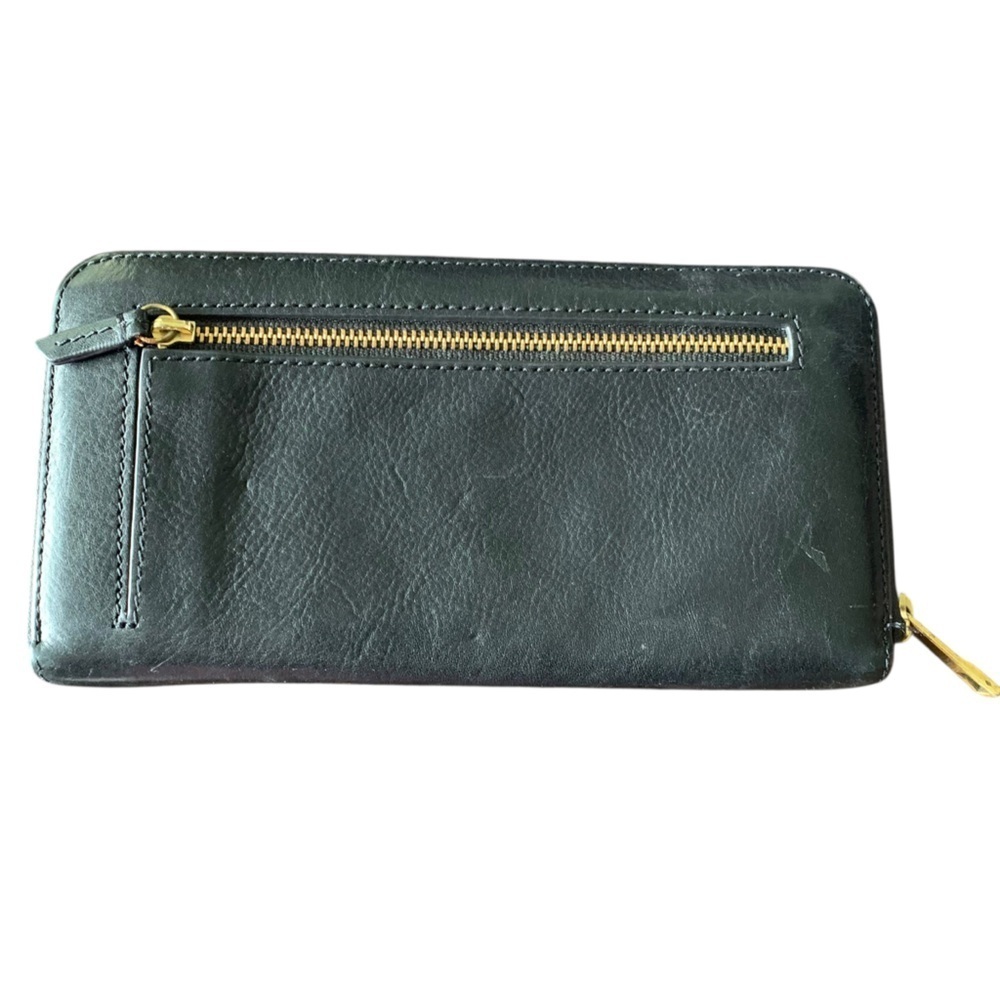 Fossil Black Leather Zip Around Clutch Wallet Women’s
